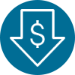 blue icon-downward arrow with money symbol