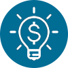 blue icon-lightbulb with money symbol