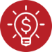 icon-red lightbulb money symbol