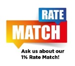 Graphic says "Ask us about our 1% Rate Match"