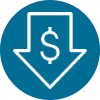 blue icon-downward arrow with money symbol