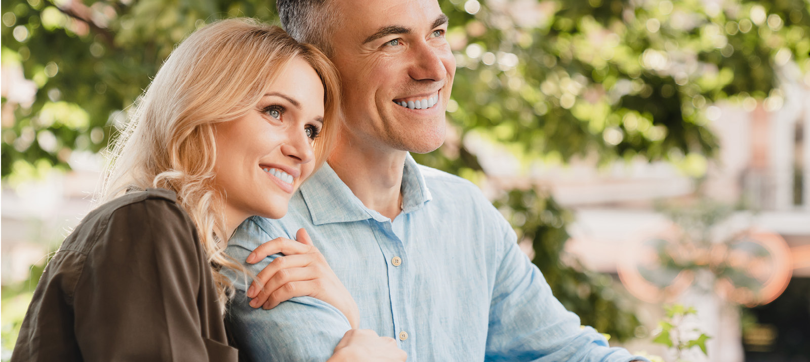 Couple Outdoors Smiling