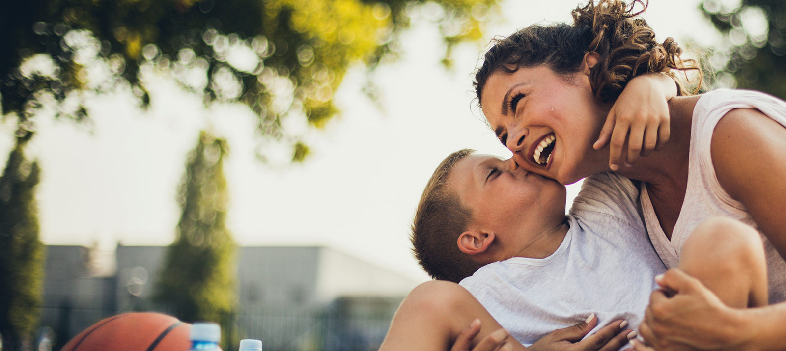 mother and son embracing