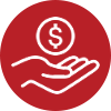 red icon-cash in hand symbol