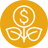 yellow gold icon-plant with money symbol