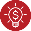 icon-red lightbulb money symbol